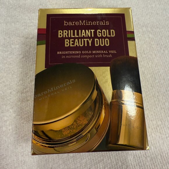 bareMinerals Brilliant Gold Beauty Duo Brightening Gold Mineral Veil Travel Set - Picture 1 of 11
